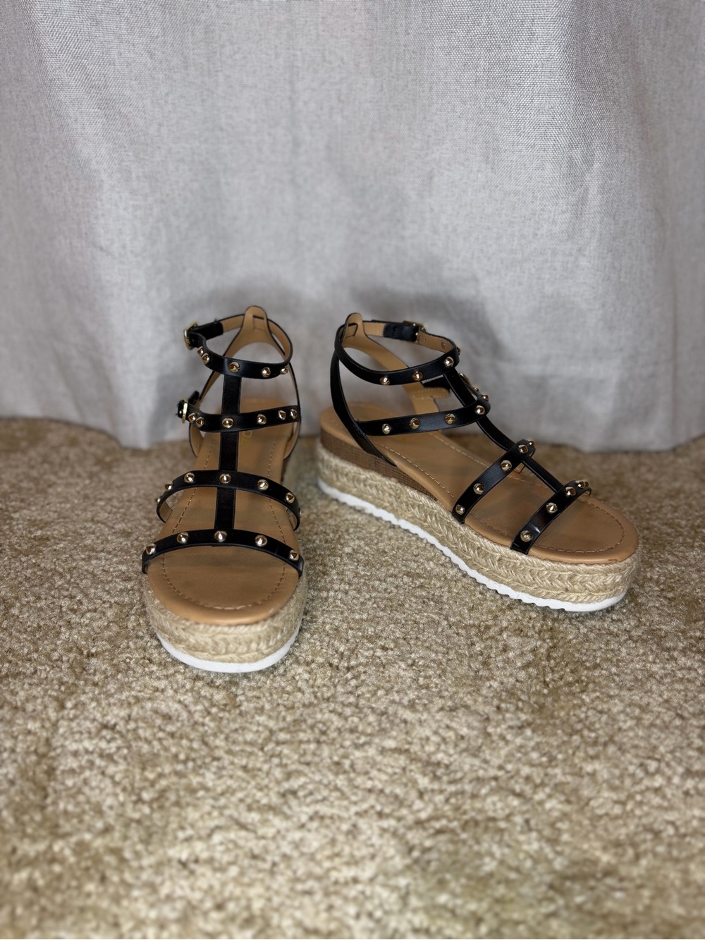 Black Studded Platform Sandals